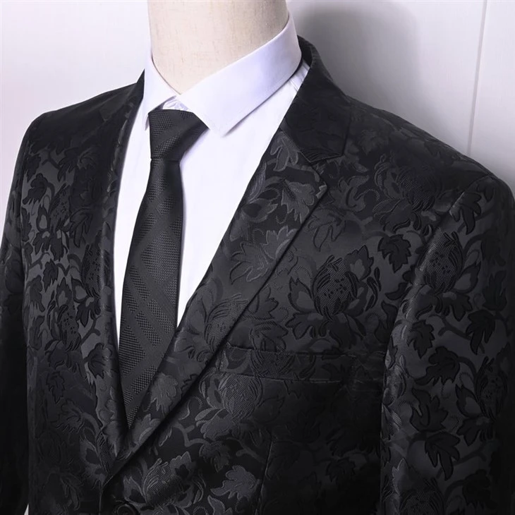 Men's Black Floral Jacquard Blazer - Luxe Formal Tonal Suit Jacket - F141 high quality